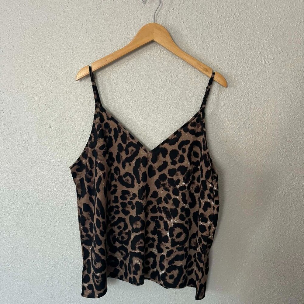 Leopard Spaghetti Strap Plus Size Tank